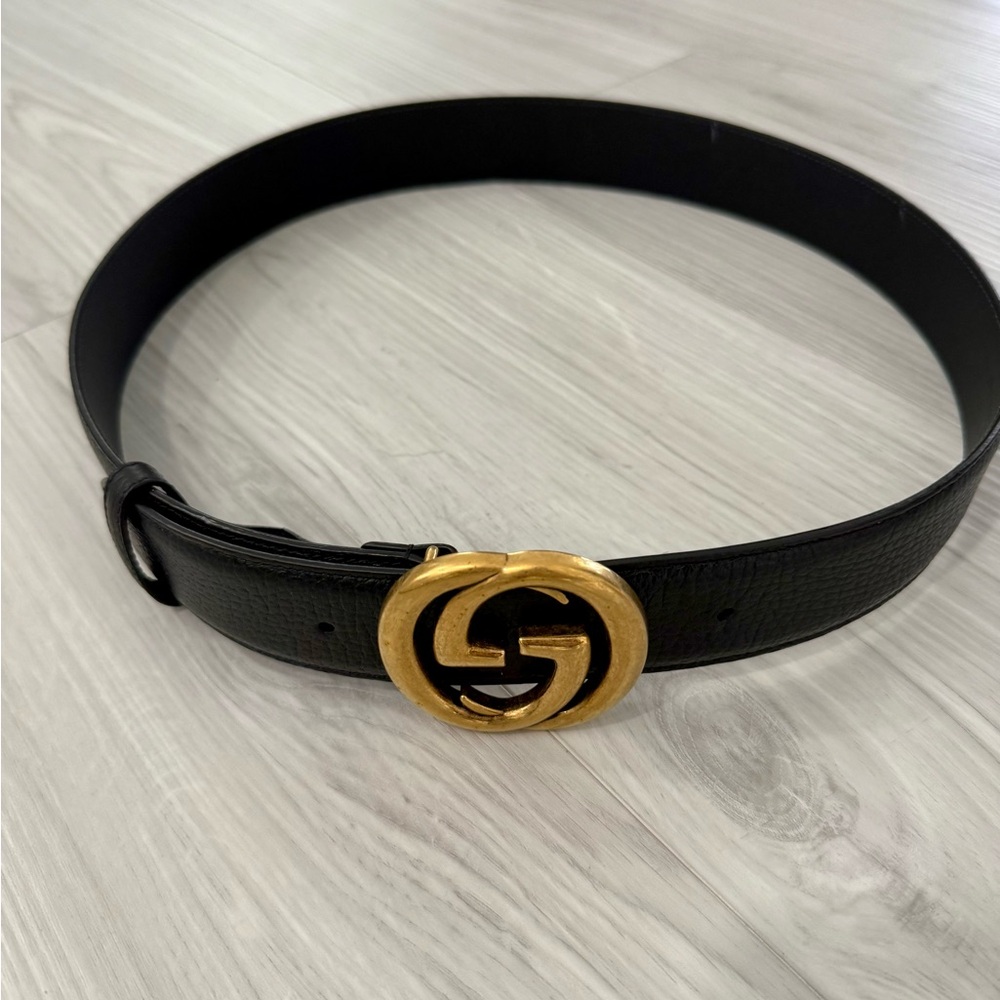 Gucci Black Belt with Gold Buckle